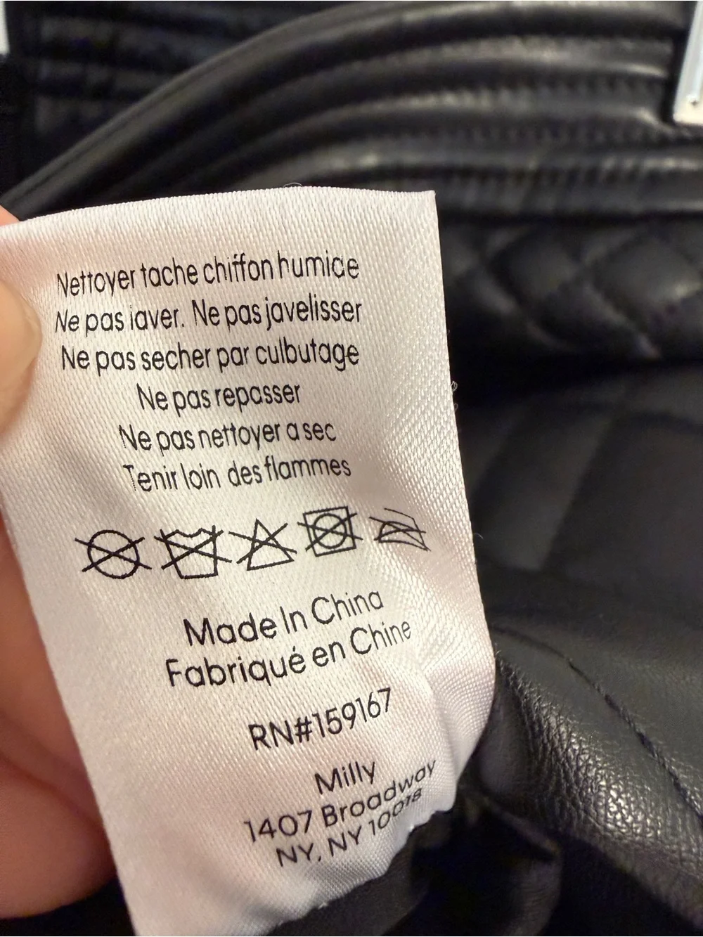 Milly size 10 Black Quilted Faux Leather Mini Skirt